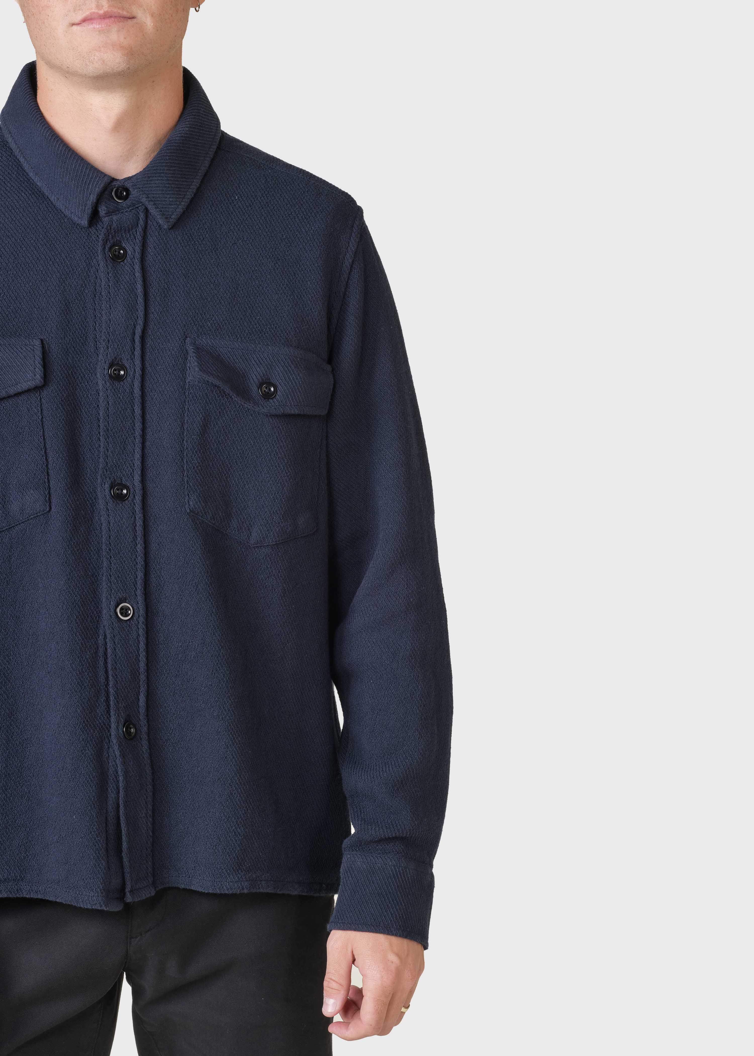 Jeremy Solid Overshirt - Navy