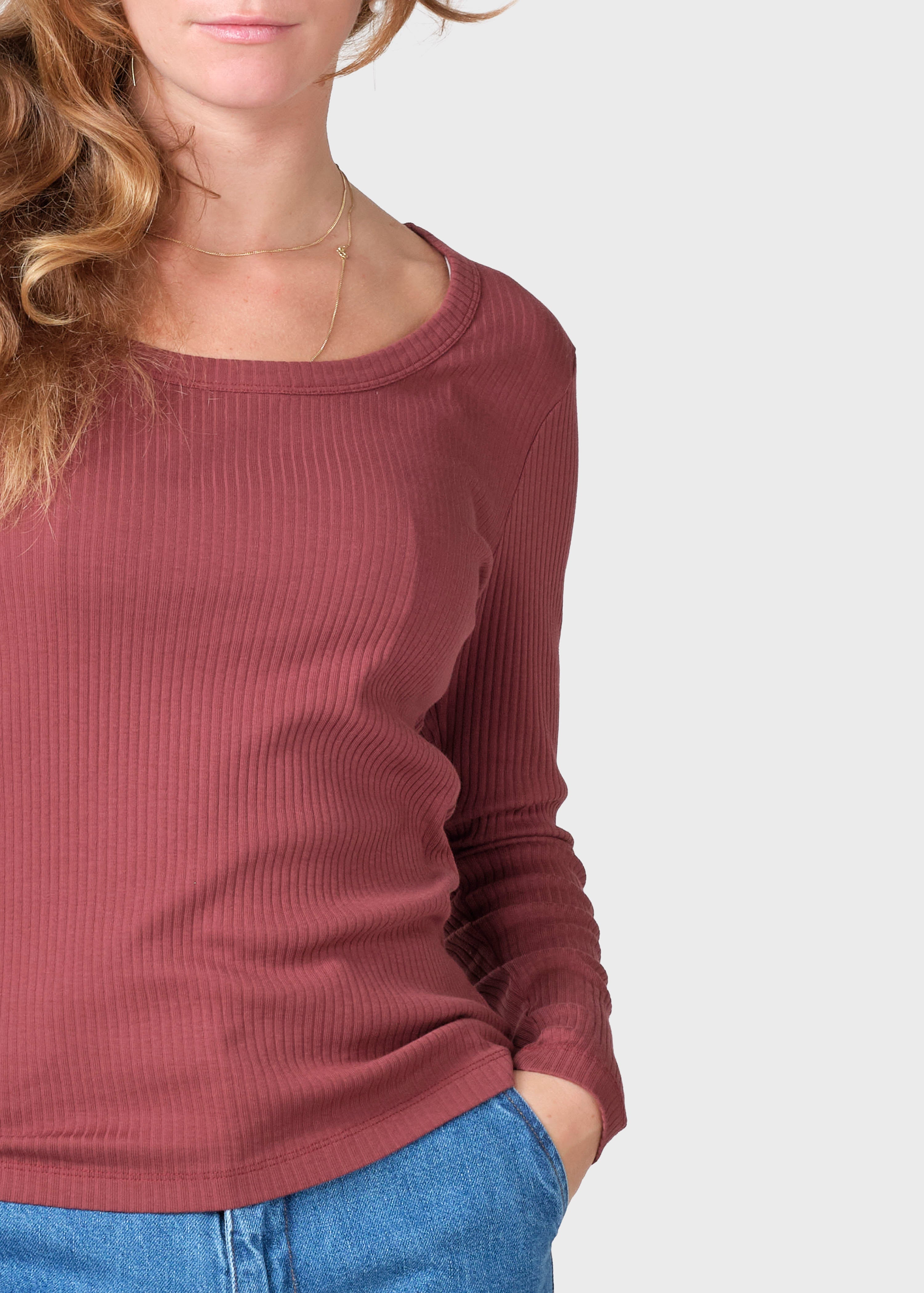 L/s Rib Tee - Burgundy