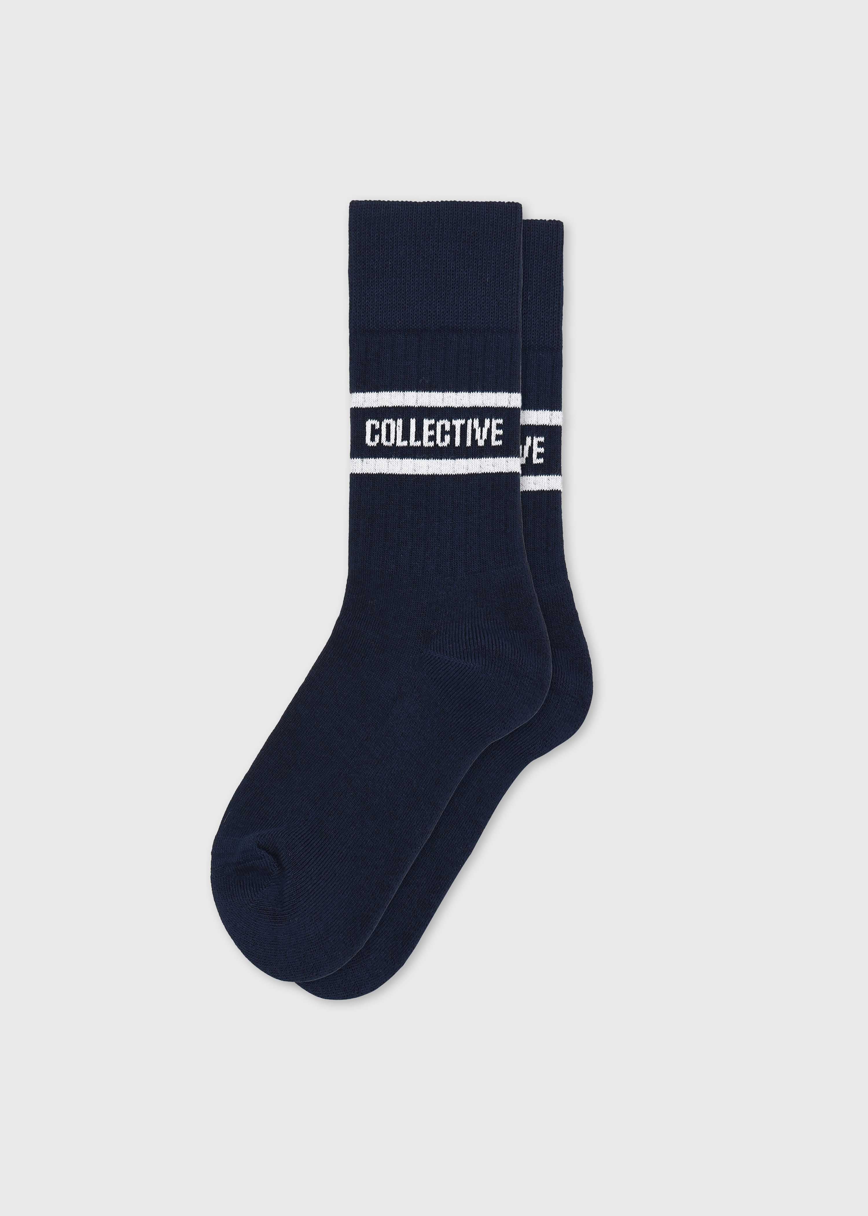Name Cotton Sock - Navy/white