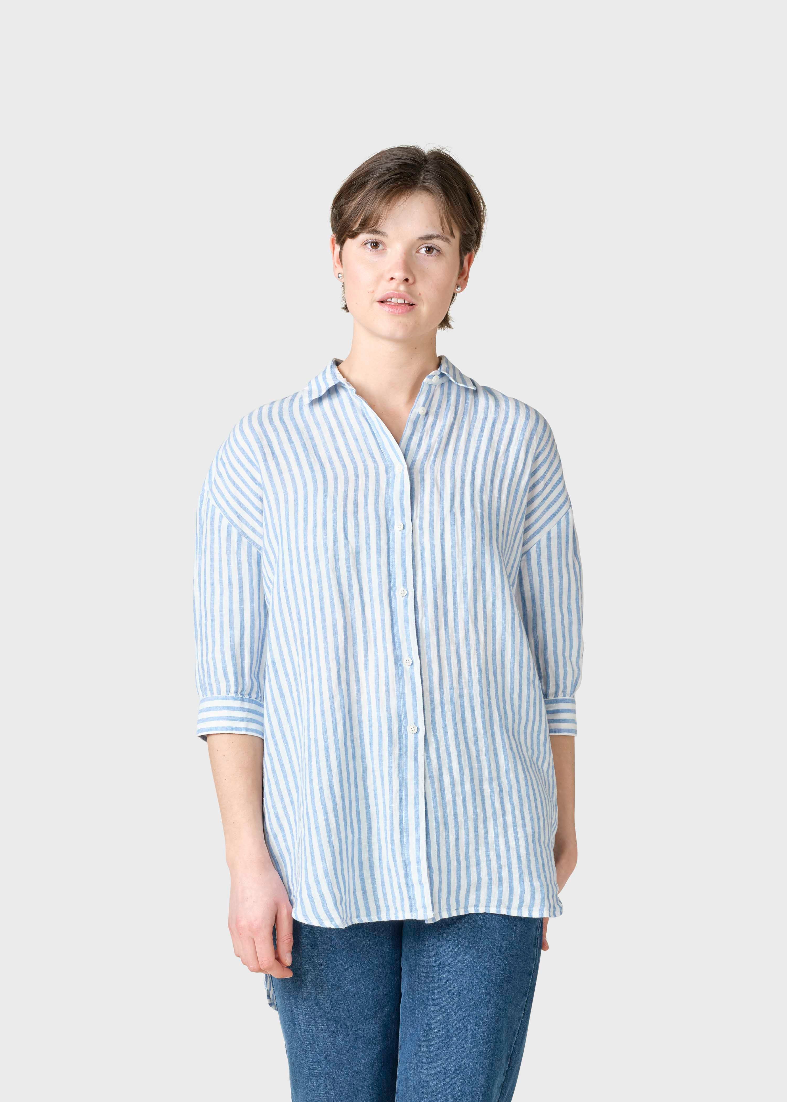 Oline Linen Shirt - Cream/light Blue