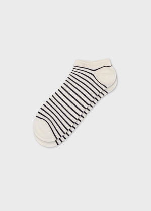Short Sock - Cream/navy