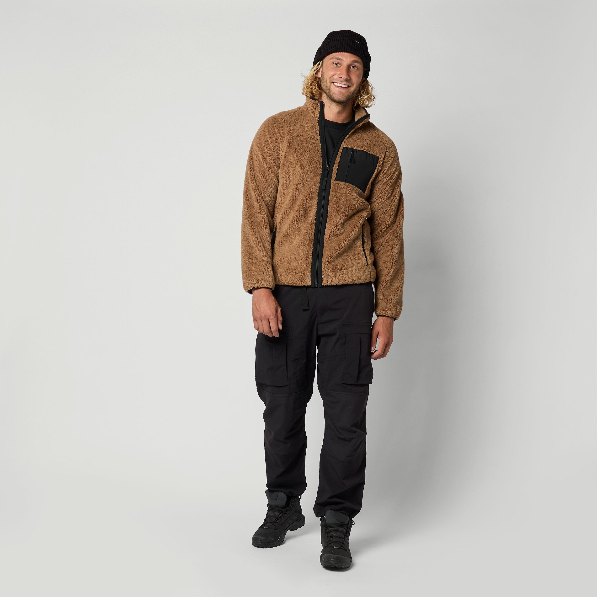 Mystic - DTS Teddy Zip thru Sweat - Slate Brown
