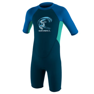 Toddler Reactor-2 2mm Back Zip S/S Spring - Boys - slate/lightaqua/ocean