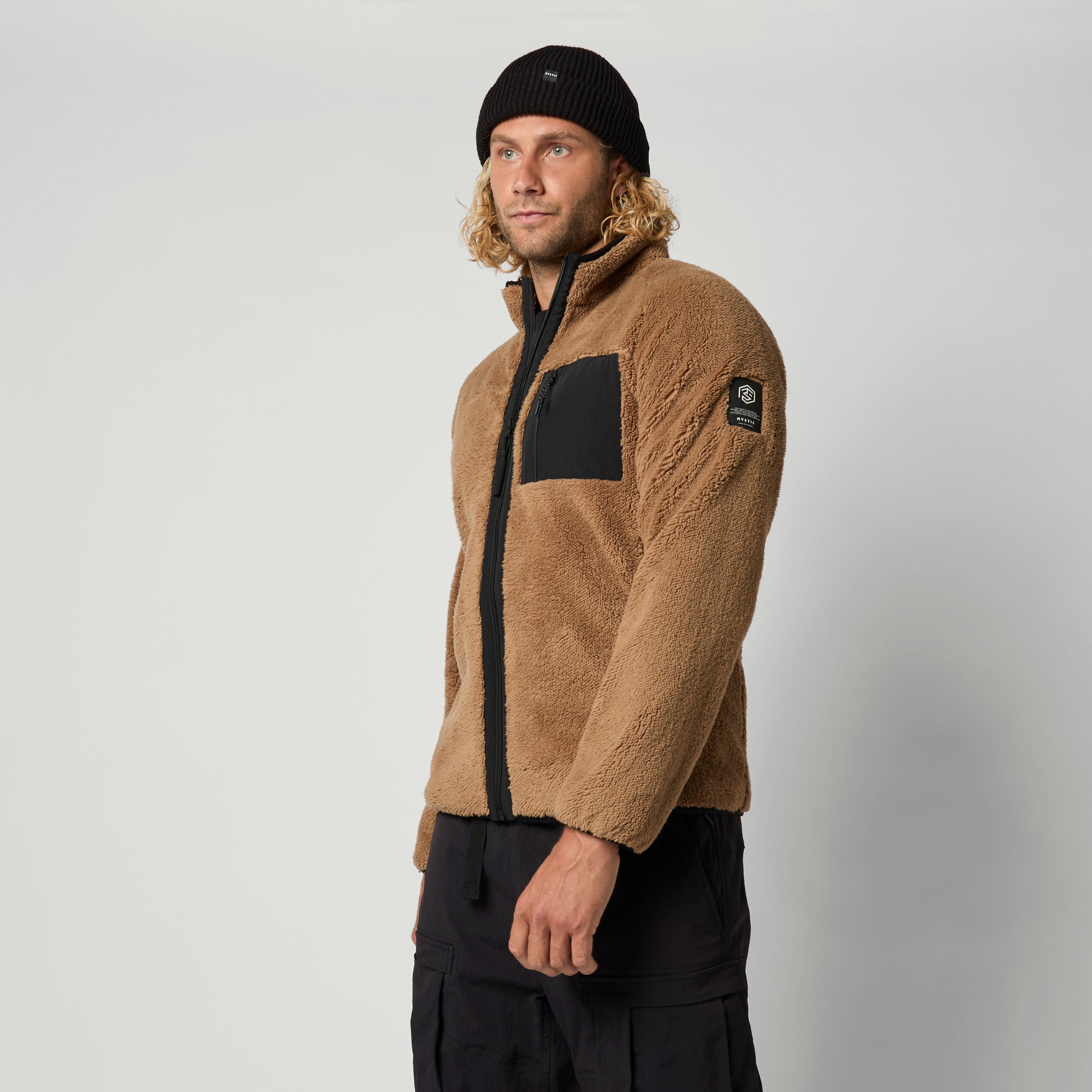 Mystic - DTS Teddy Zip thru Sweat - Slate Brown