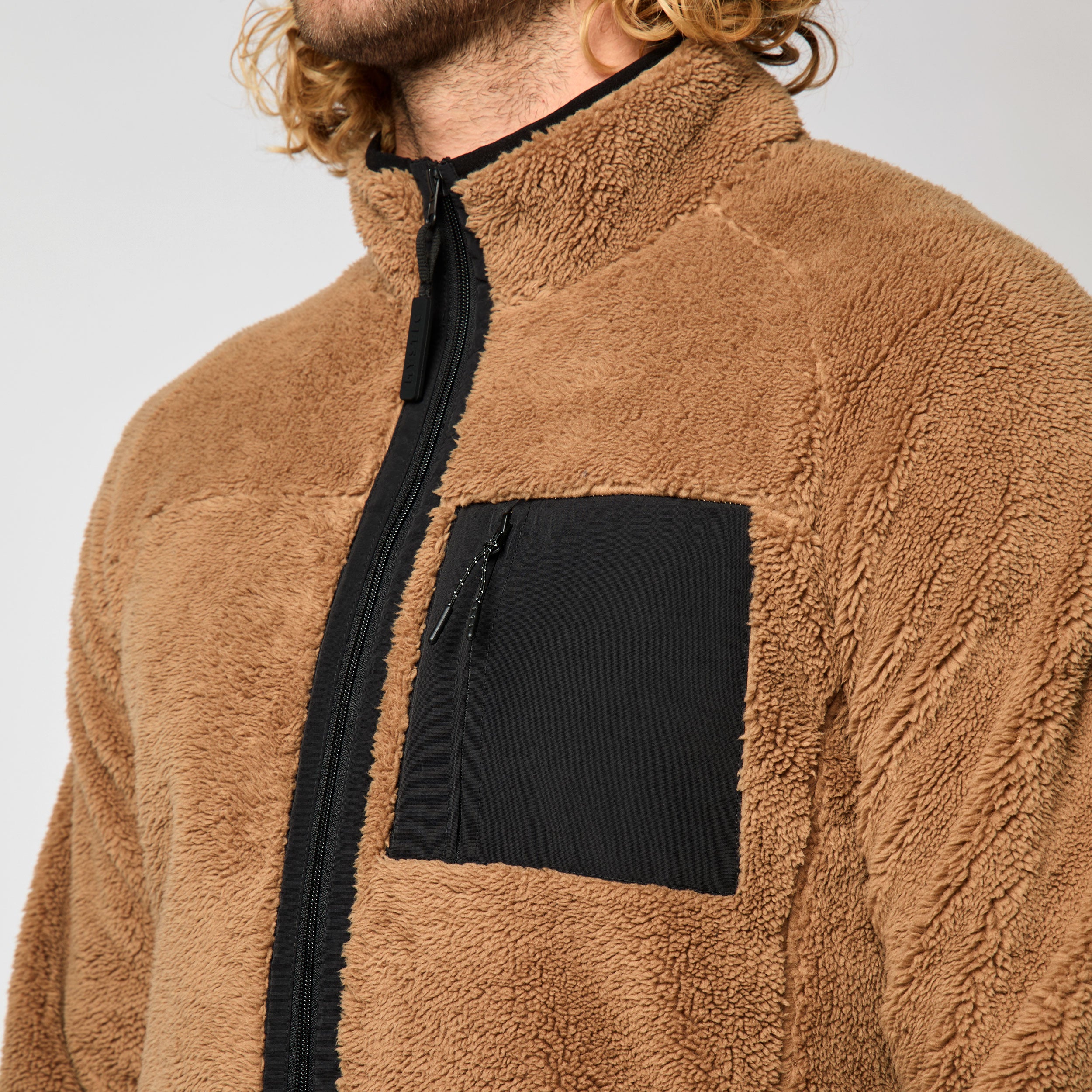 Mystic - DTS Teddy Zip thru Sweat - Slate Brown