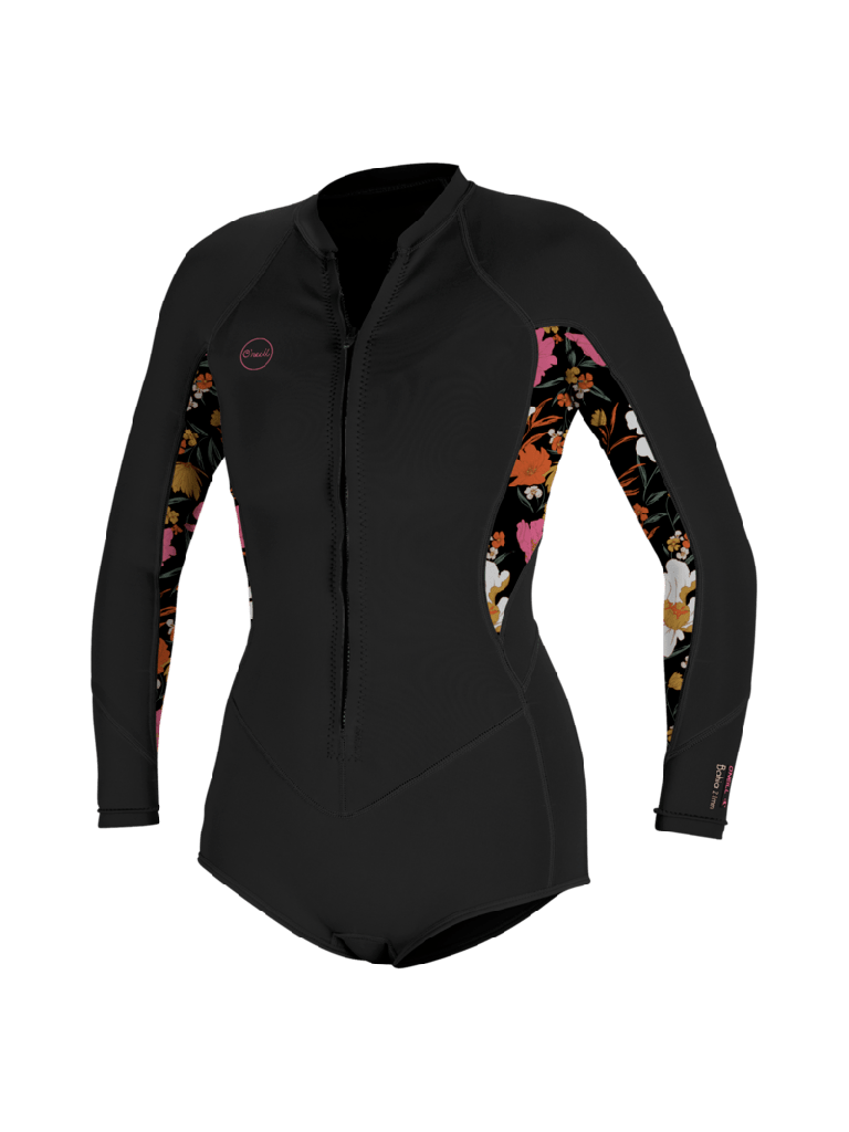 Oneill Wms Bahia 2/1 Front Zip L/S Short Spring - black/bluemchen/black