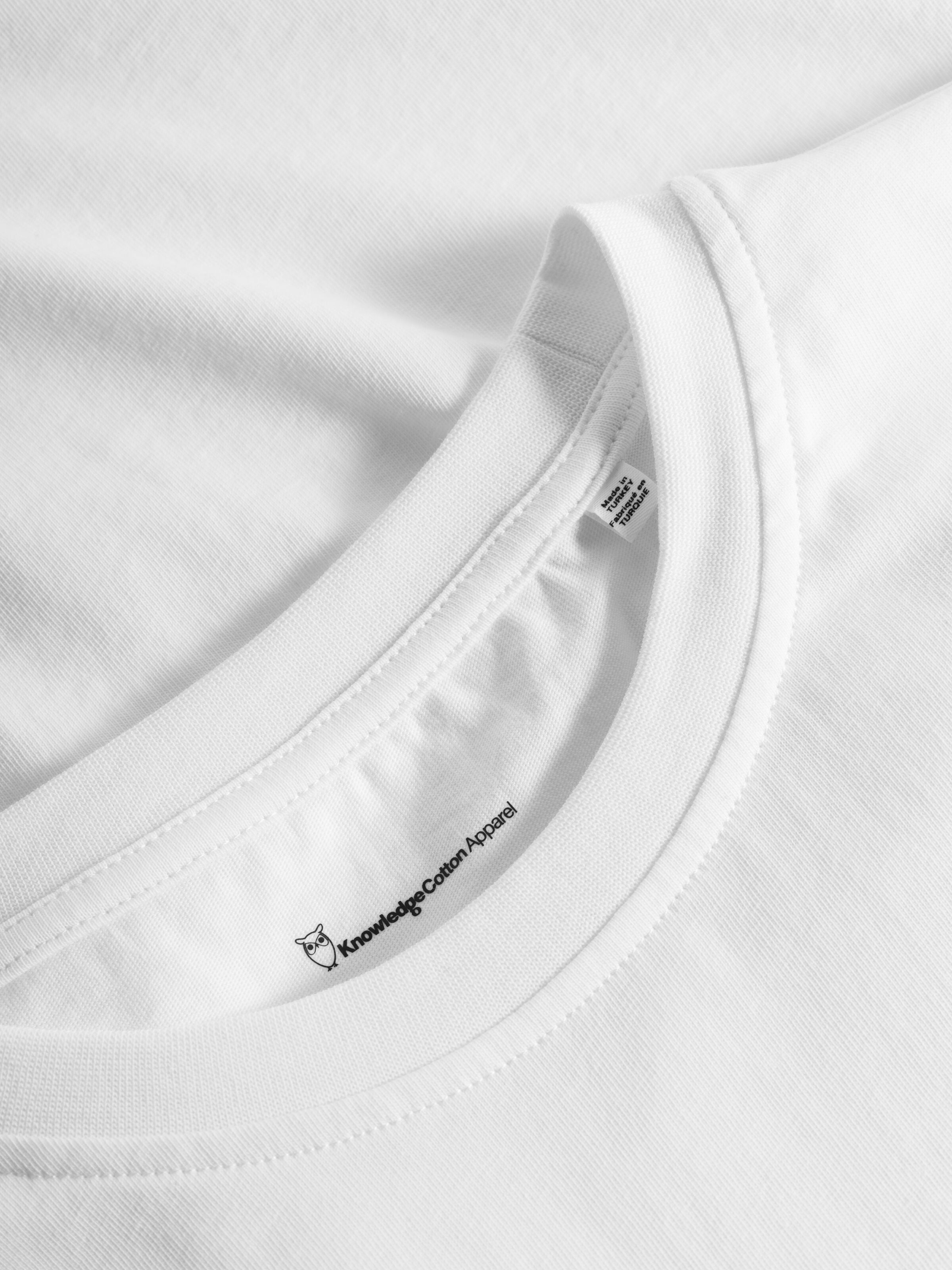 KnowledgeCotton Apparel  - Regular whale front print t-shirt - GOTS/Vegan - Bright White