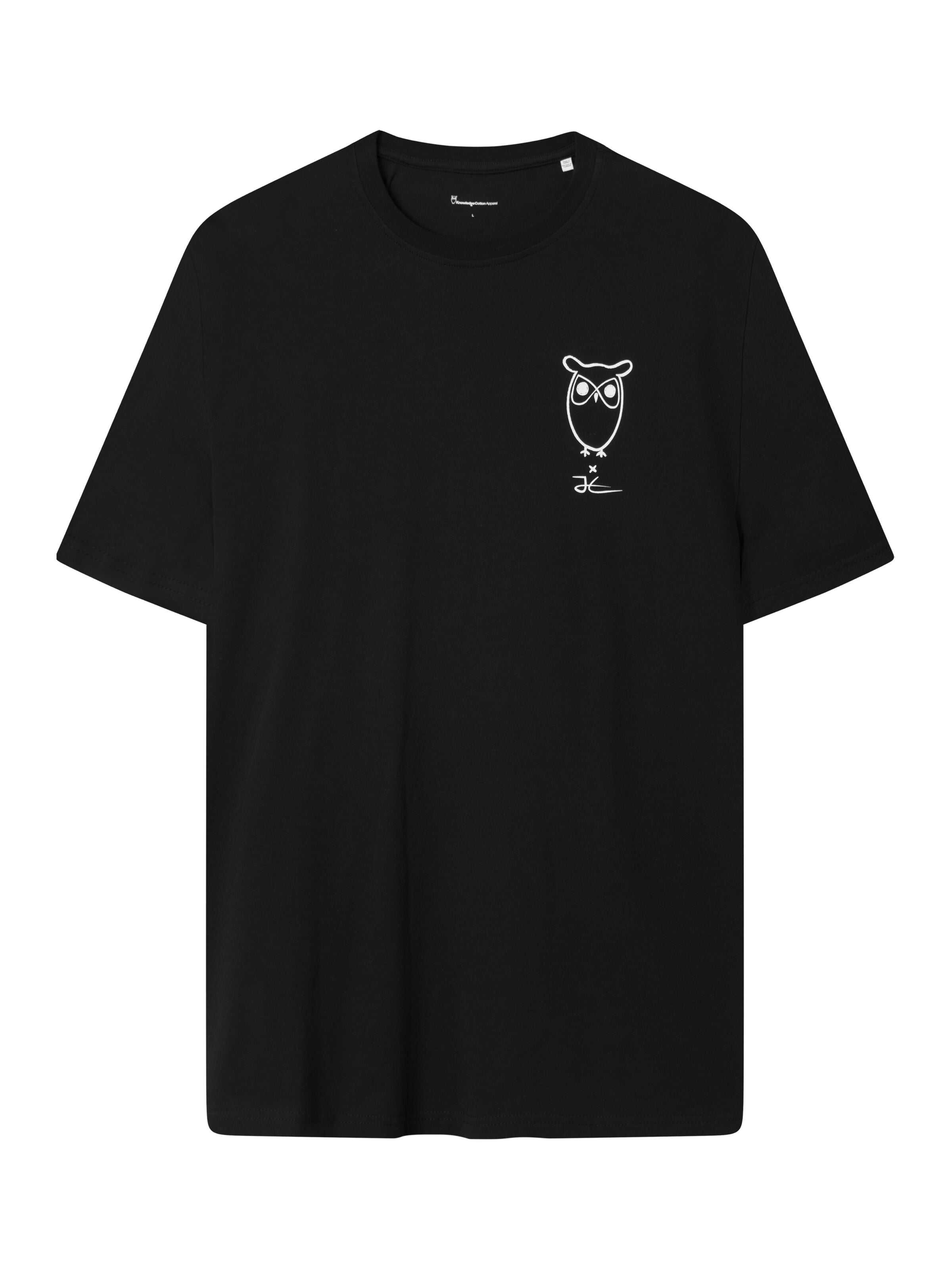 KnowledgeCotton Apparel  - Loose camp front print t-shirt - GOTS - Black Jet