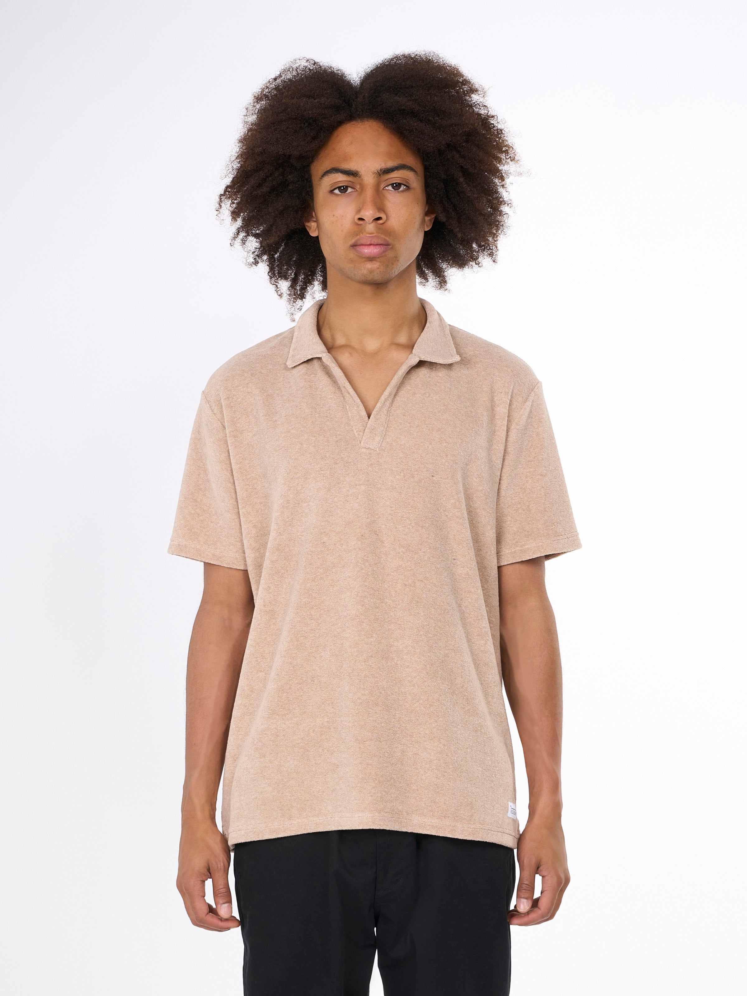 KnowledgeCotton Apparel  - Terry polo - GOTS/Vegan - Safari