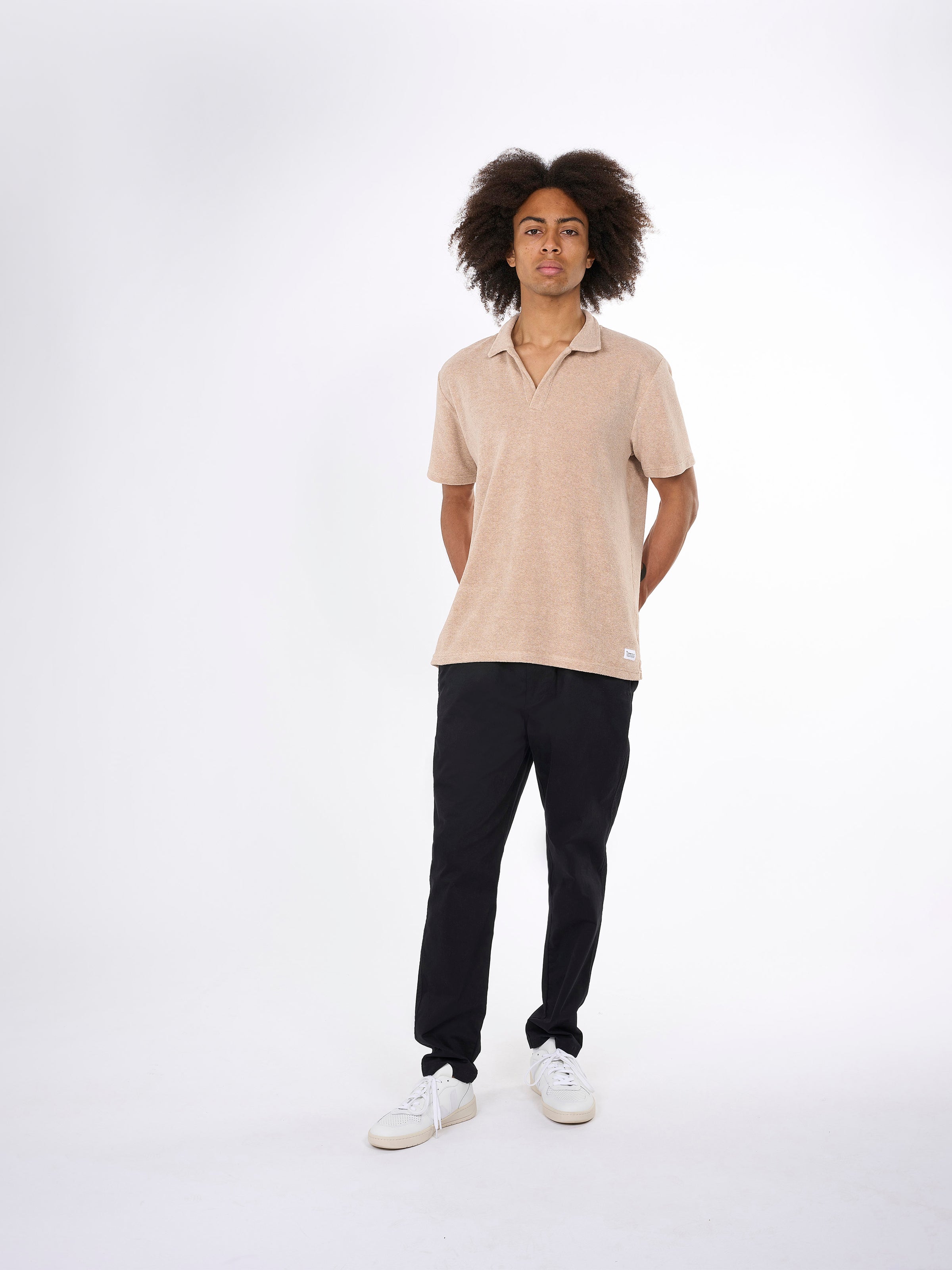 KnowledgeCotton Apparel  - Terry polo - GOTS/Vegan - Safari