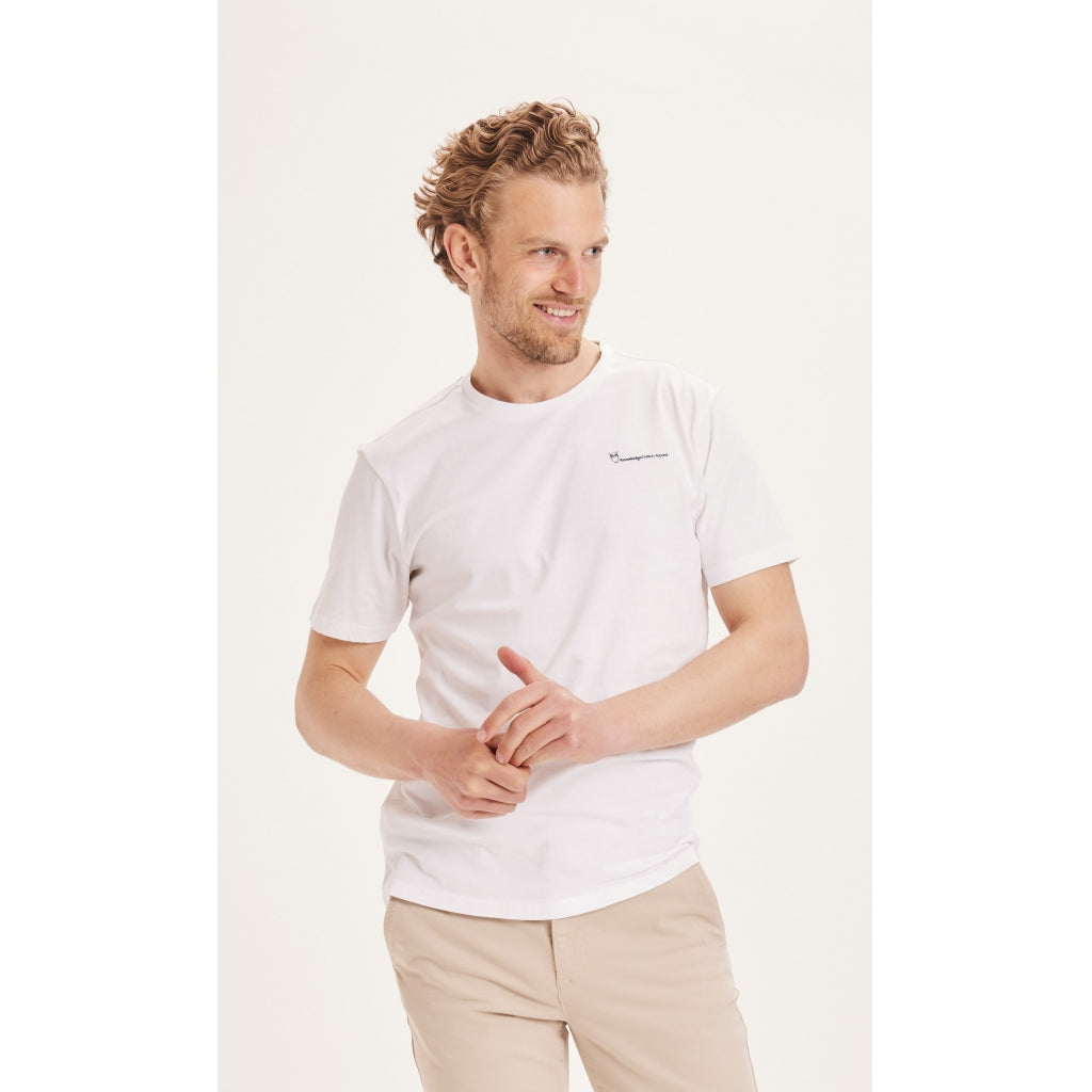 KnowledgeCotton Apparel Alder The Green Wave T-shirt - GOTS/Vegan - Bright White