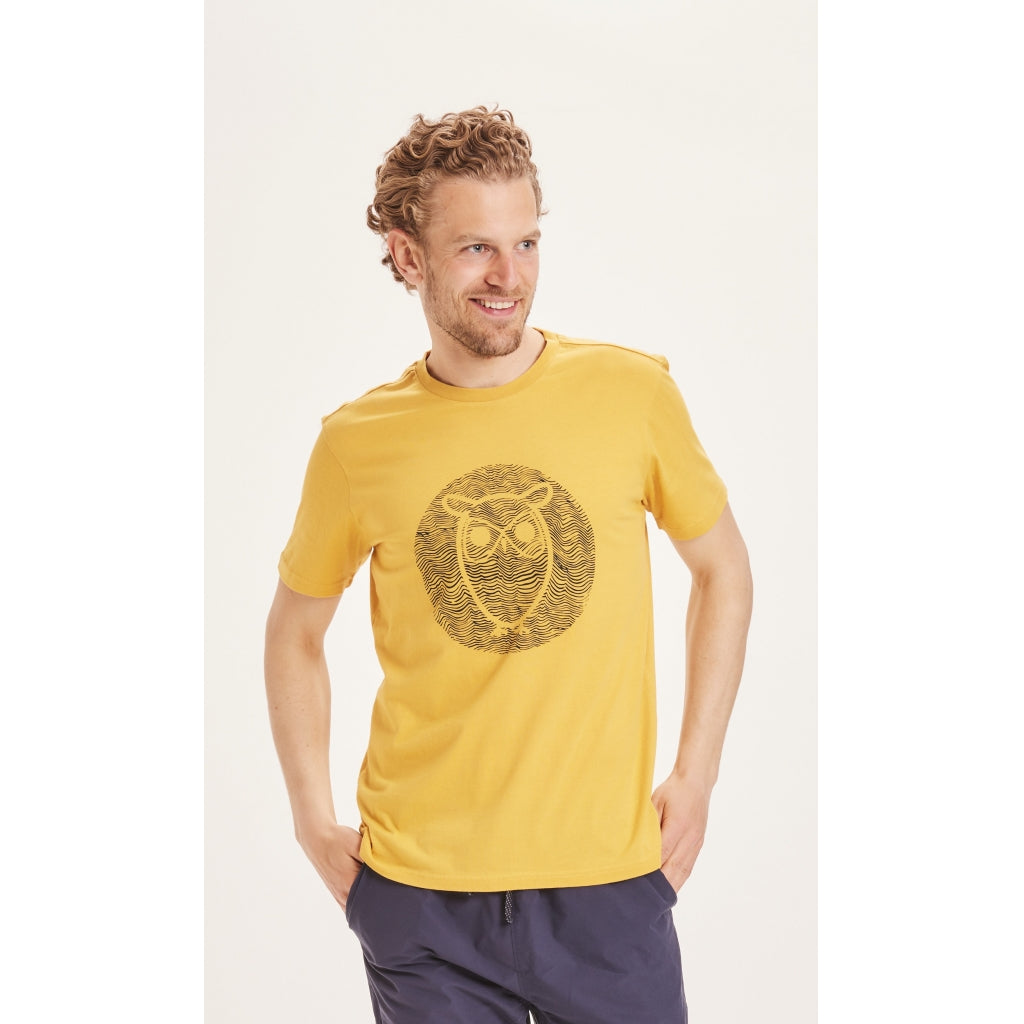 KnowledgeCotton Apparel Alder owl T-shirt - GOTS/Vegan - Honey Gold