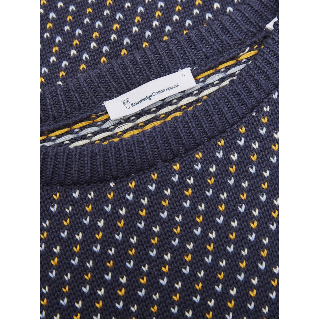 Knowledge Cotton Apparel Valley Jacquard striktrøje, total eclipse