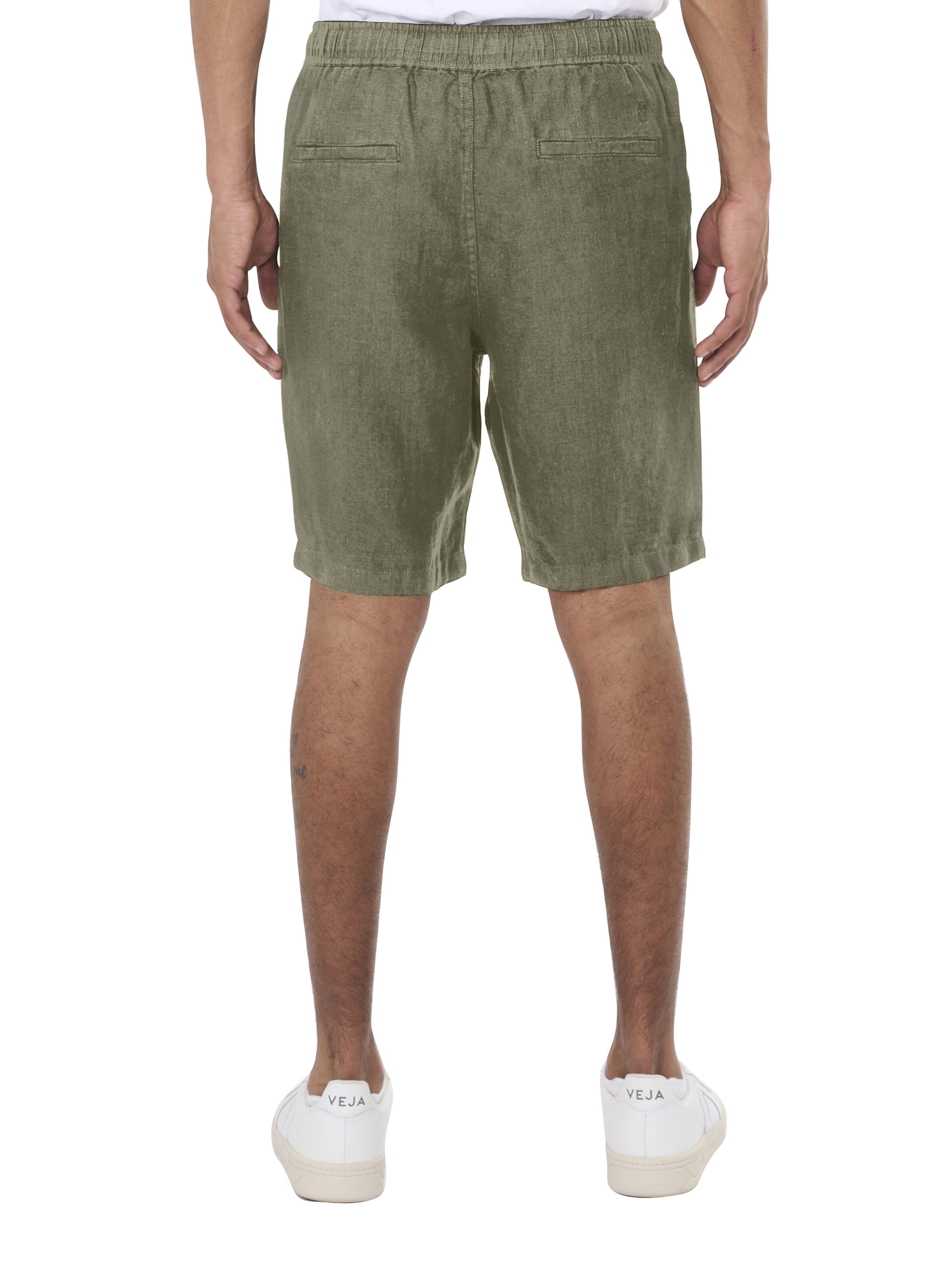 KnowledgeCotton Apparel  - Loose Linen shorts - GOTS/Vegan - Burned Olive