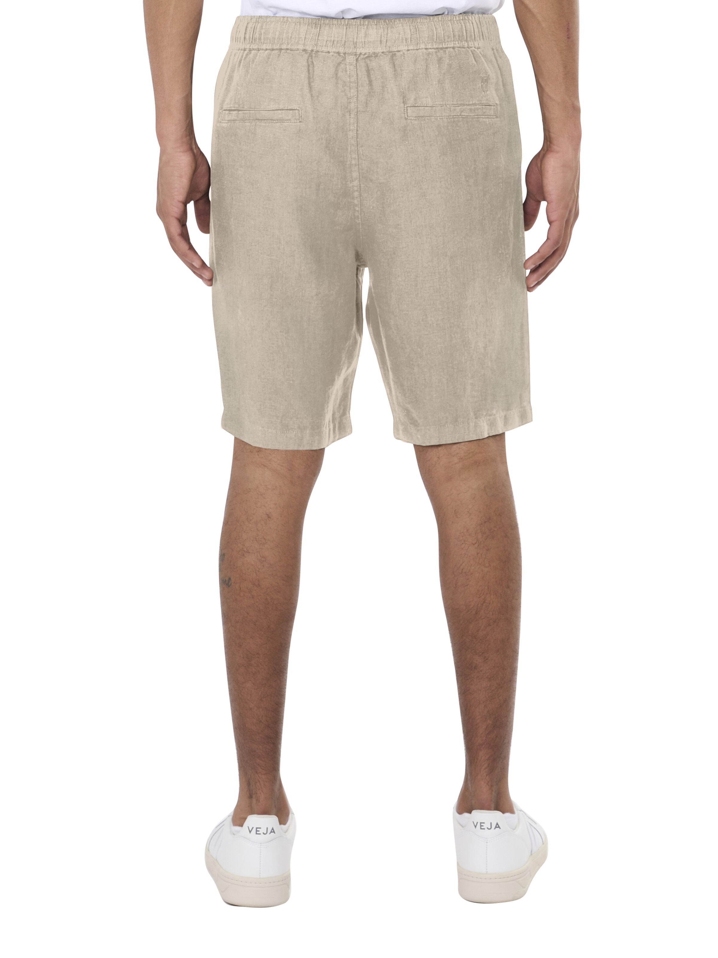 KnowledgeCotton Apparel  - Loose Linen shorts - GOTS/Vegan - Light feather gray