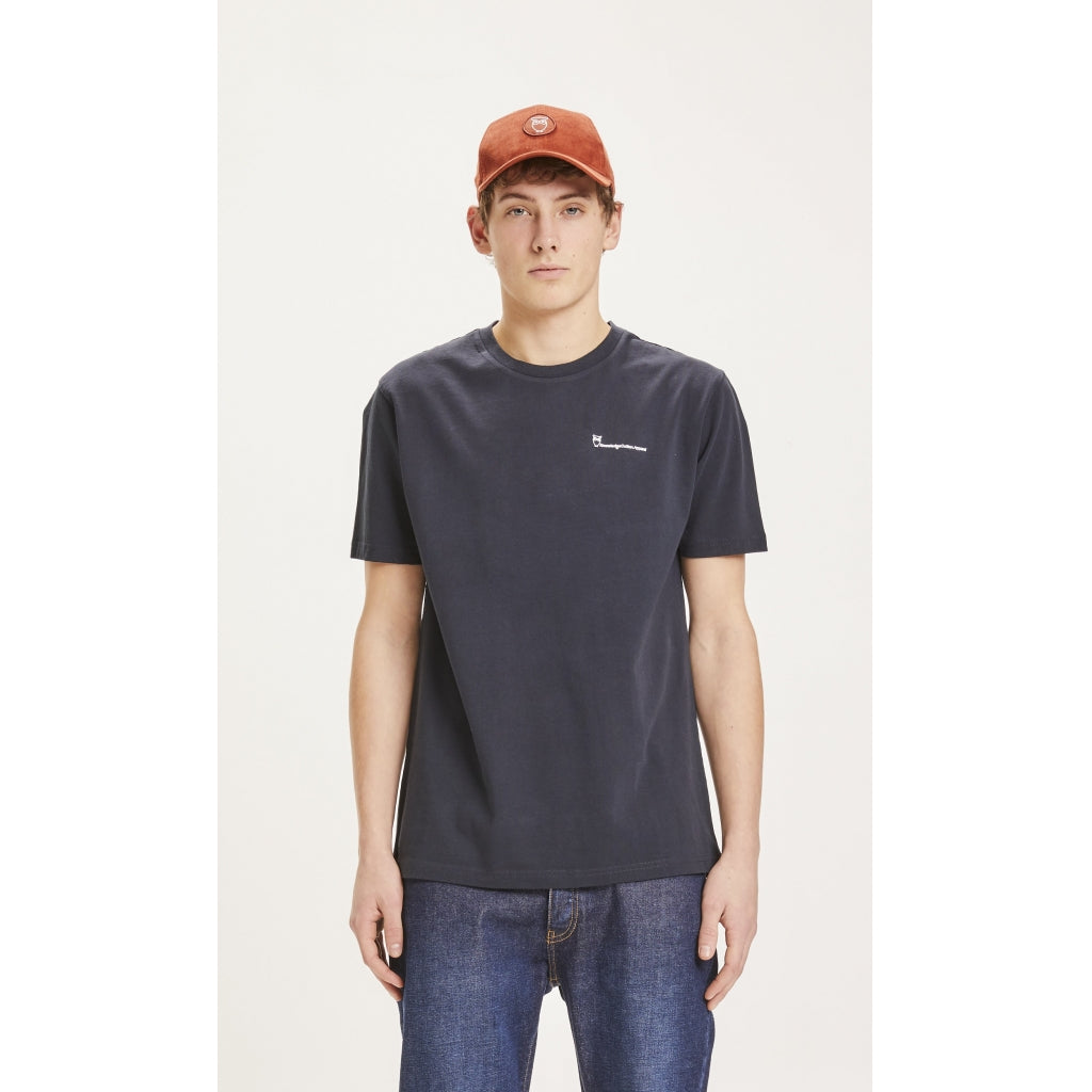 KnowledgeCotton Apparel ALDER trademark mountain back printed tee, Total eclipse