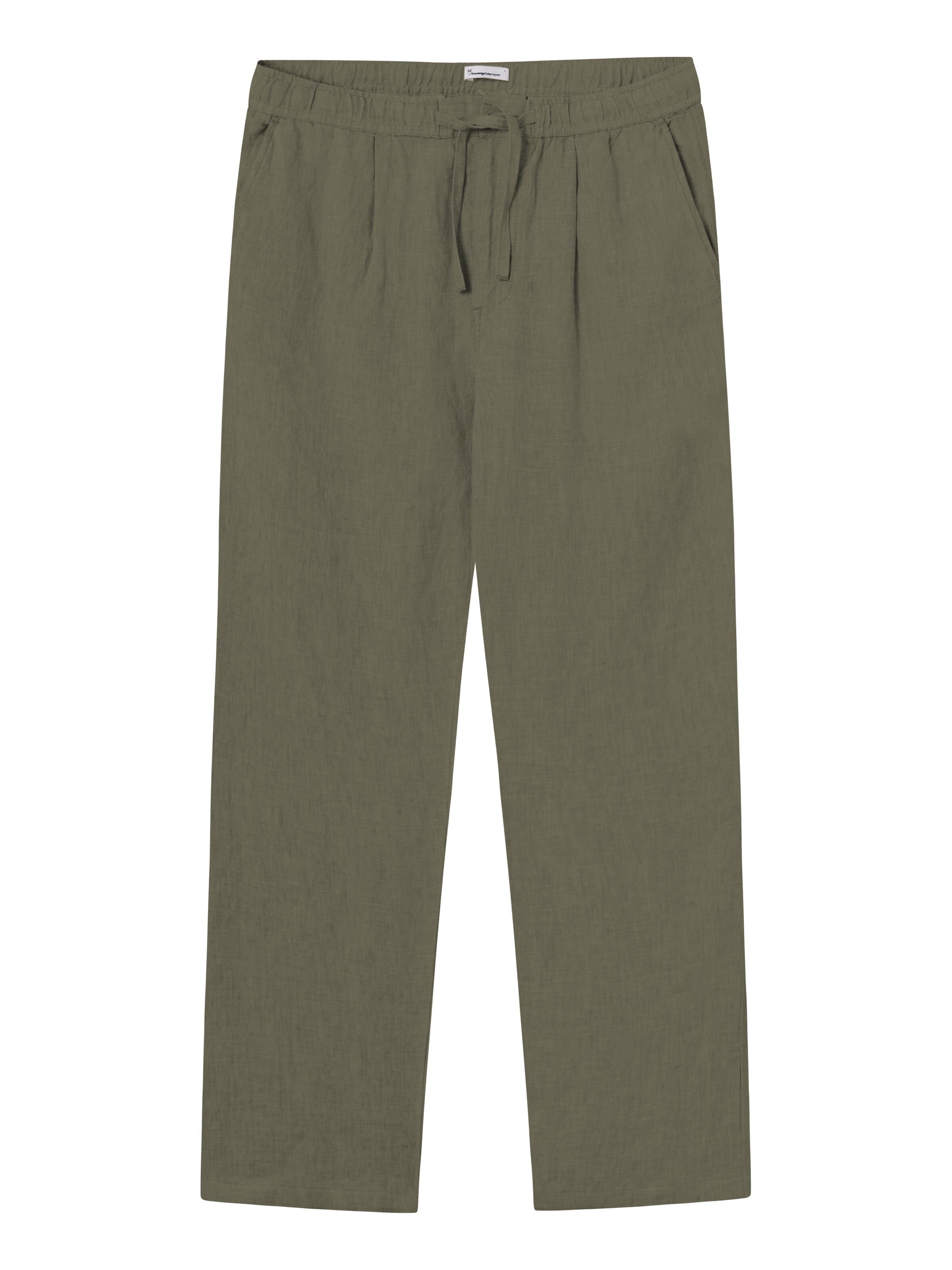 KnowledgeCotton Apparel  - Loose linen pant - GOTS/Vegan - Burned Olive