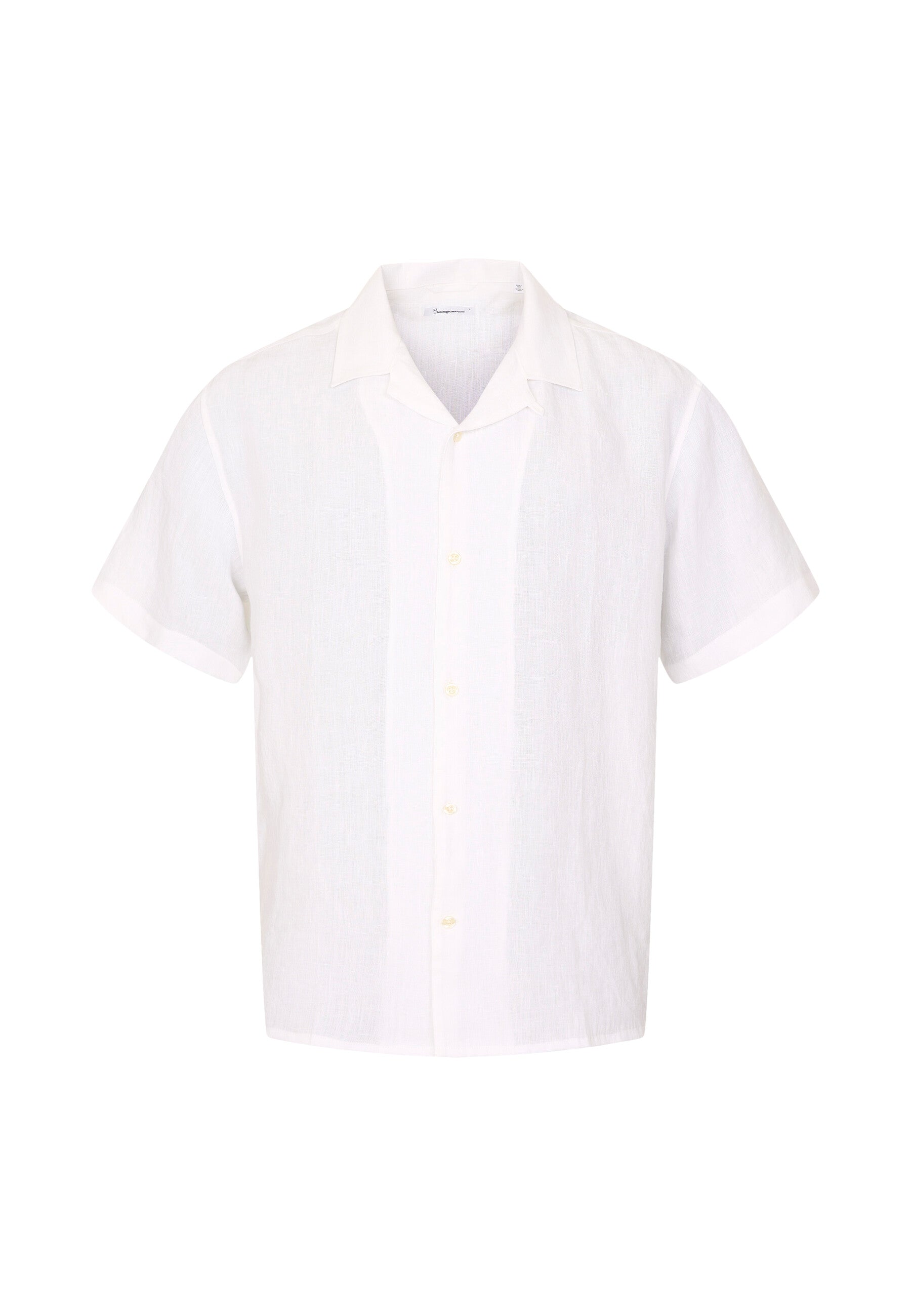 KnowledgeCotton Apparel  - Box fit short sleeved linen shirt GOTS/Vegan - Bright White
