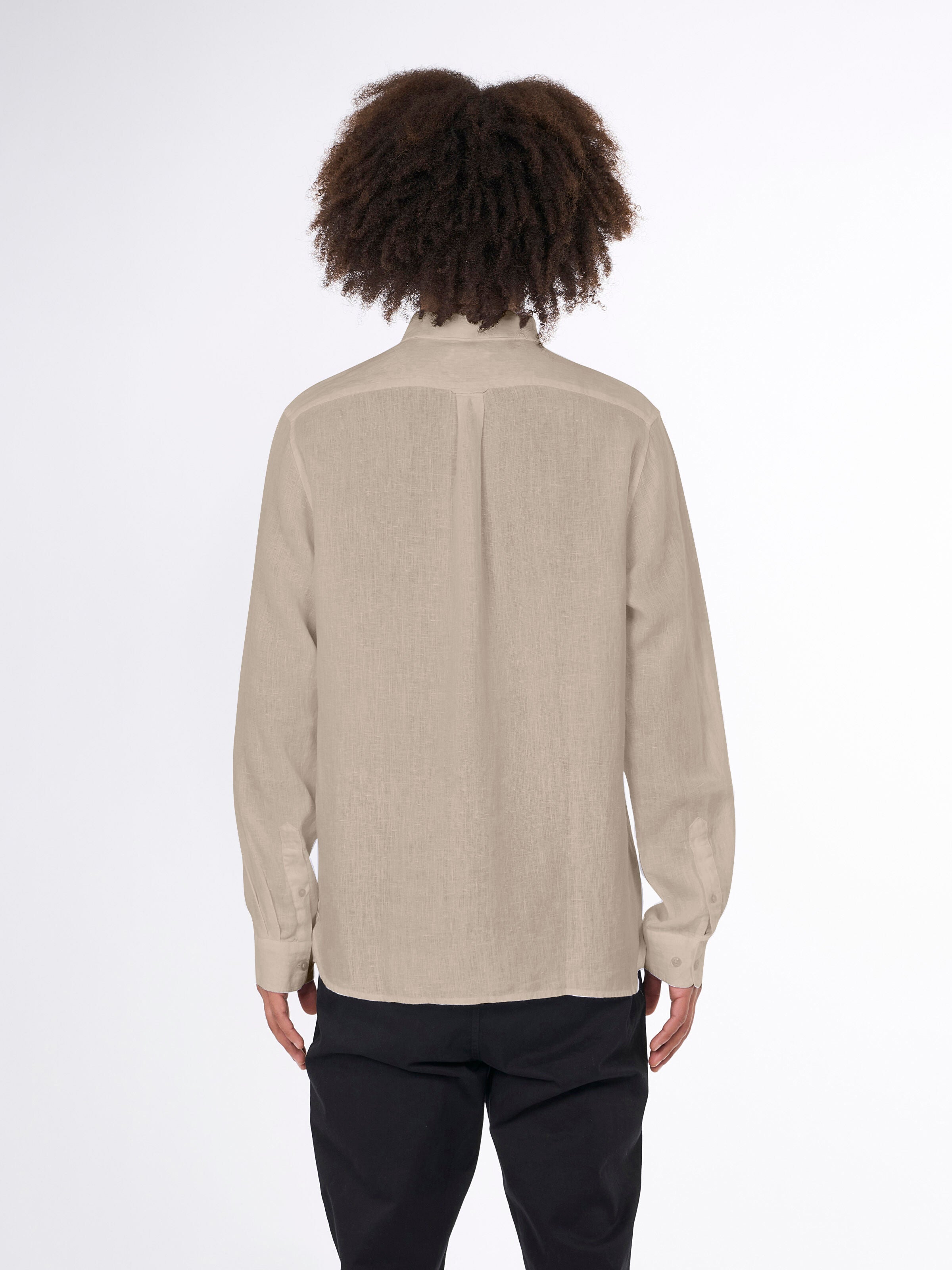 KnowledgeCotton Apparel  - Custom fit linen shirt GOTS/Vegan - Light feather gray