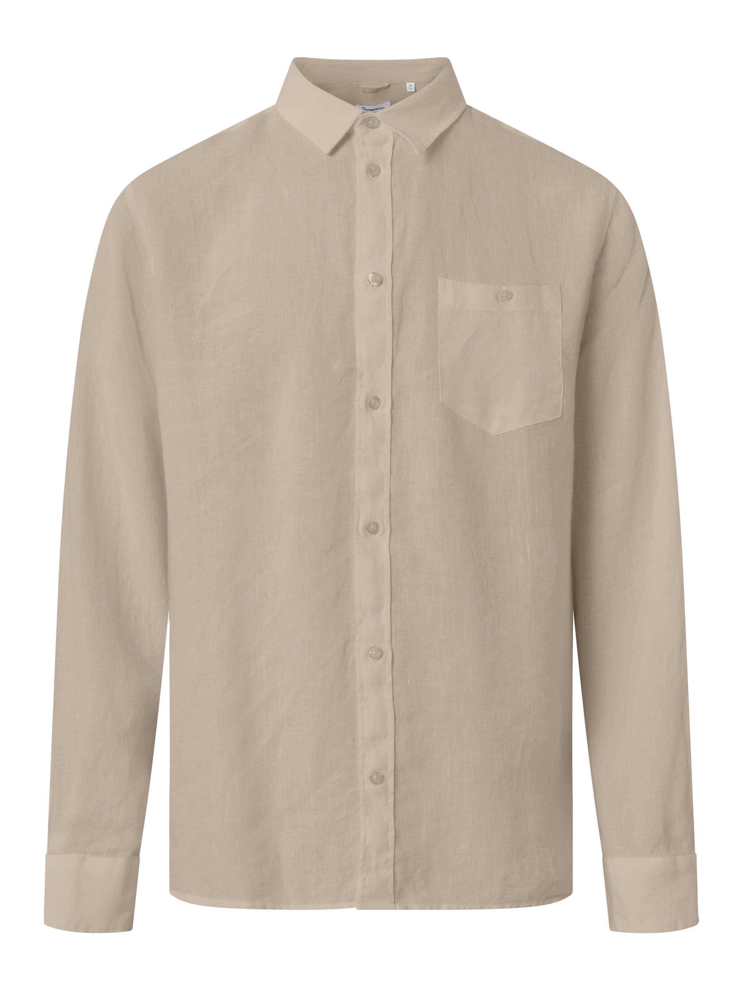 KnowledgeCotton Apparel  - Custom fit linen shirt GOTS/Vegan - Light feather gray
