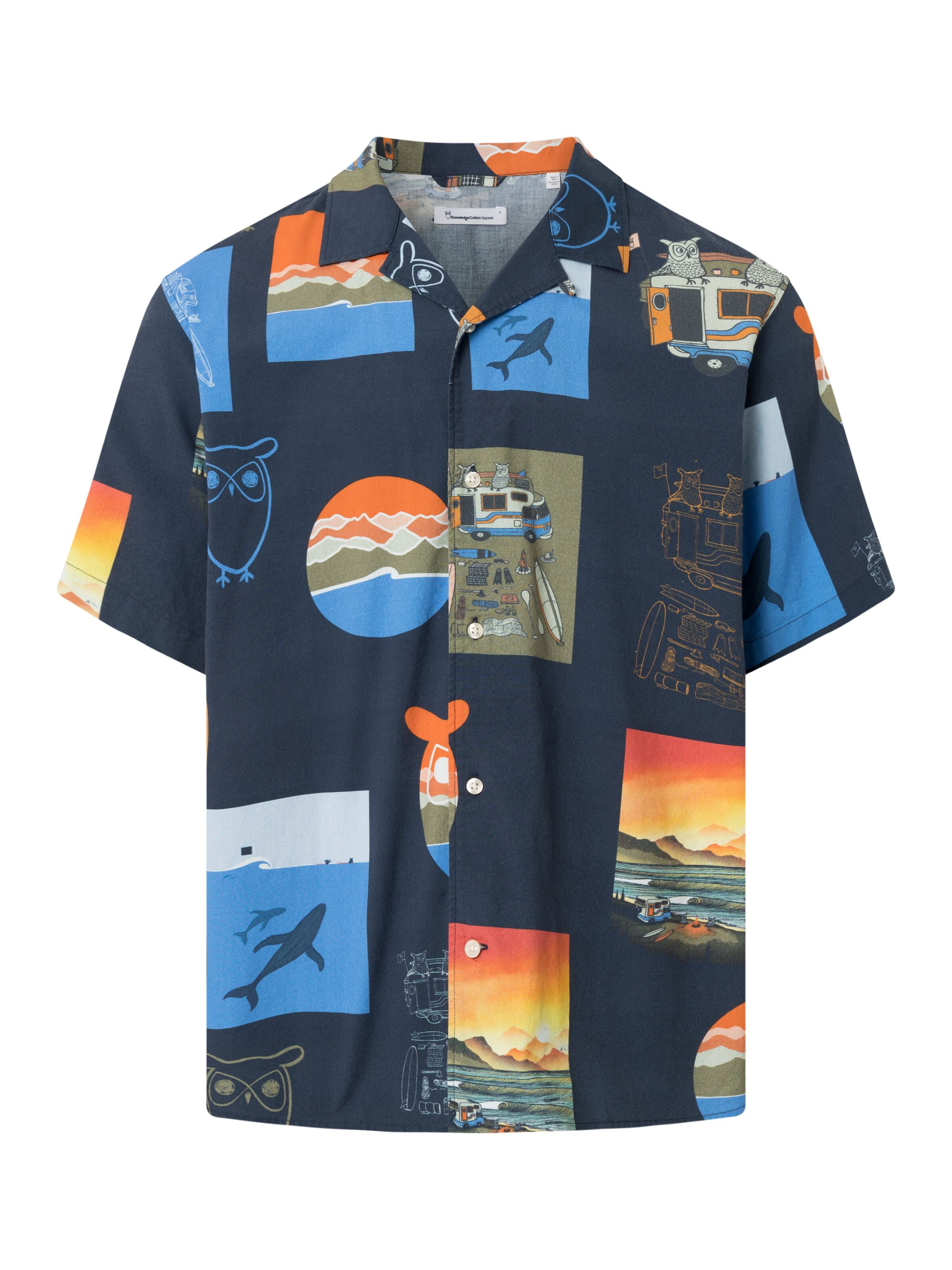 KnowledgeCotton Apparel  - Boxed fit AOP short sleeved shirt - GOTS/Vegan