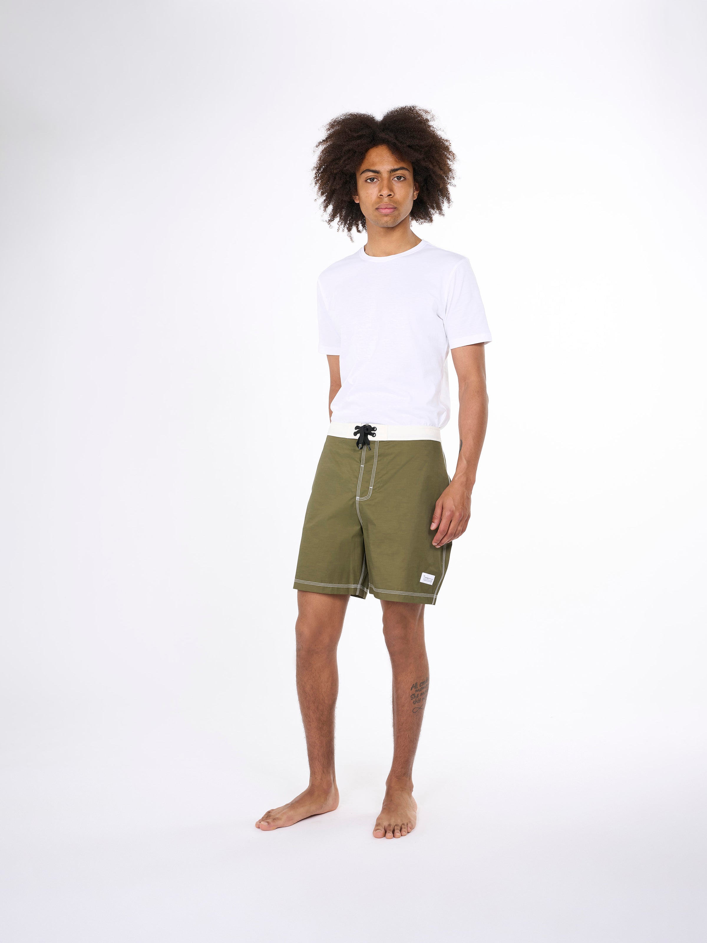 KnowledgeCotton Apparel  - Board swim shirts - GRS/Vegan PETA - Burned Olive