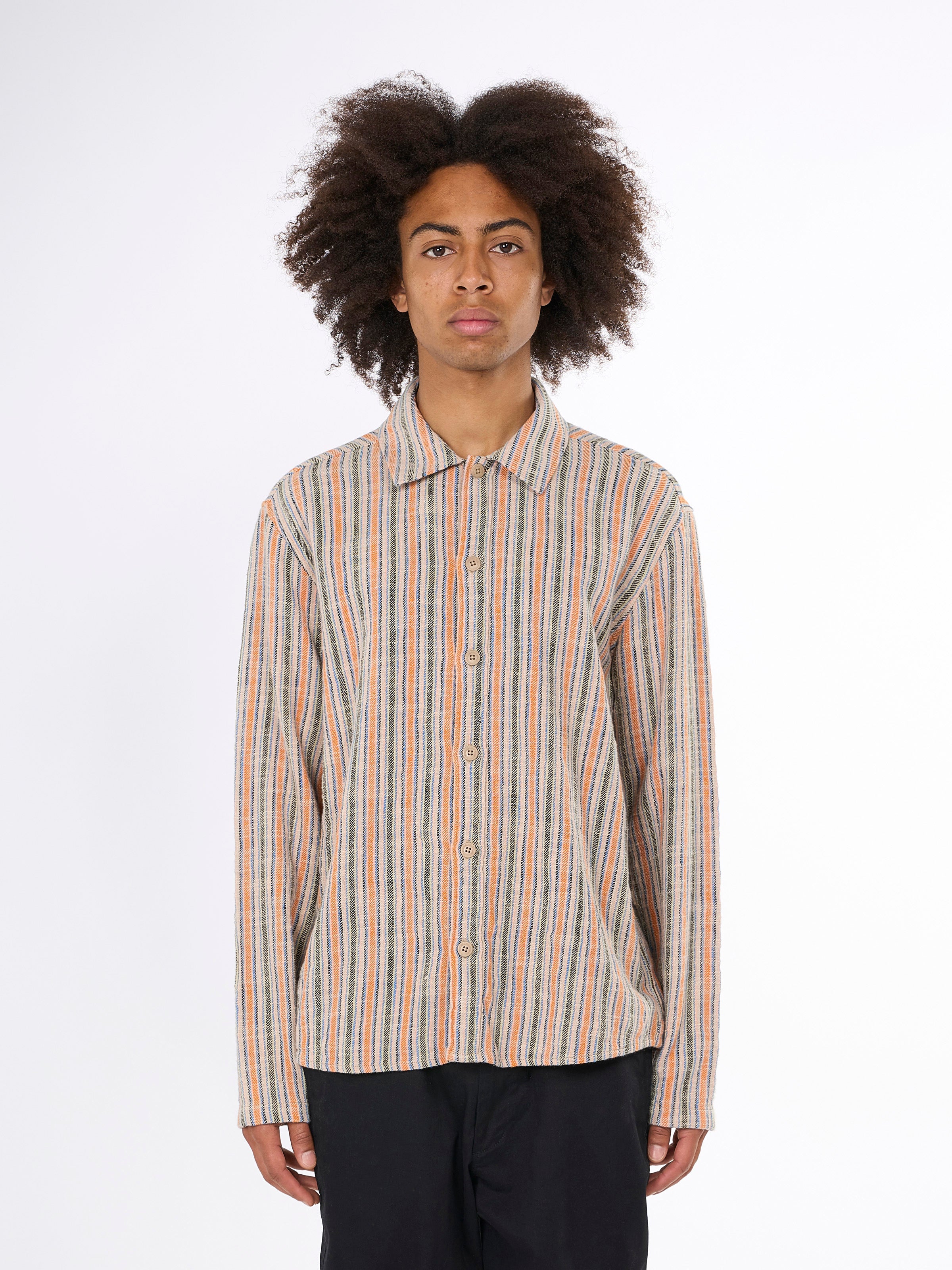 KnowledgeCotton Apparel  - Loose woven striped overshirt - GOTS/Vegan - Multi color