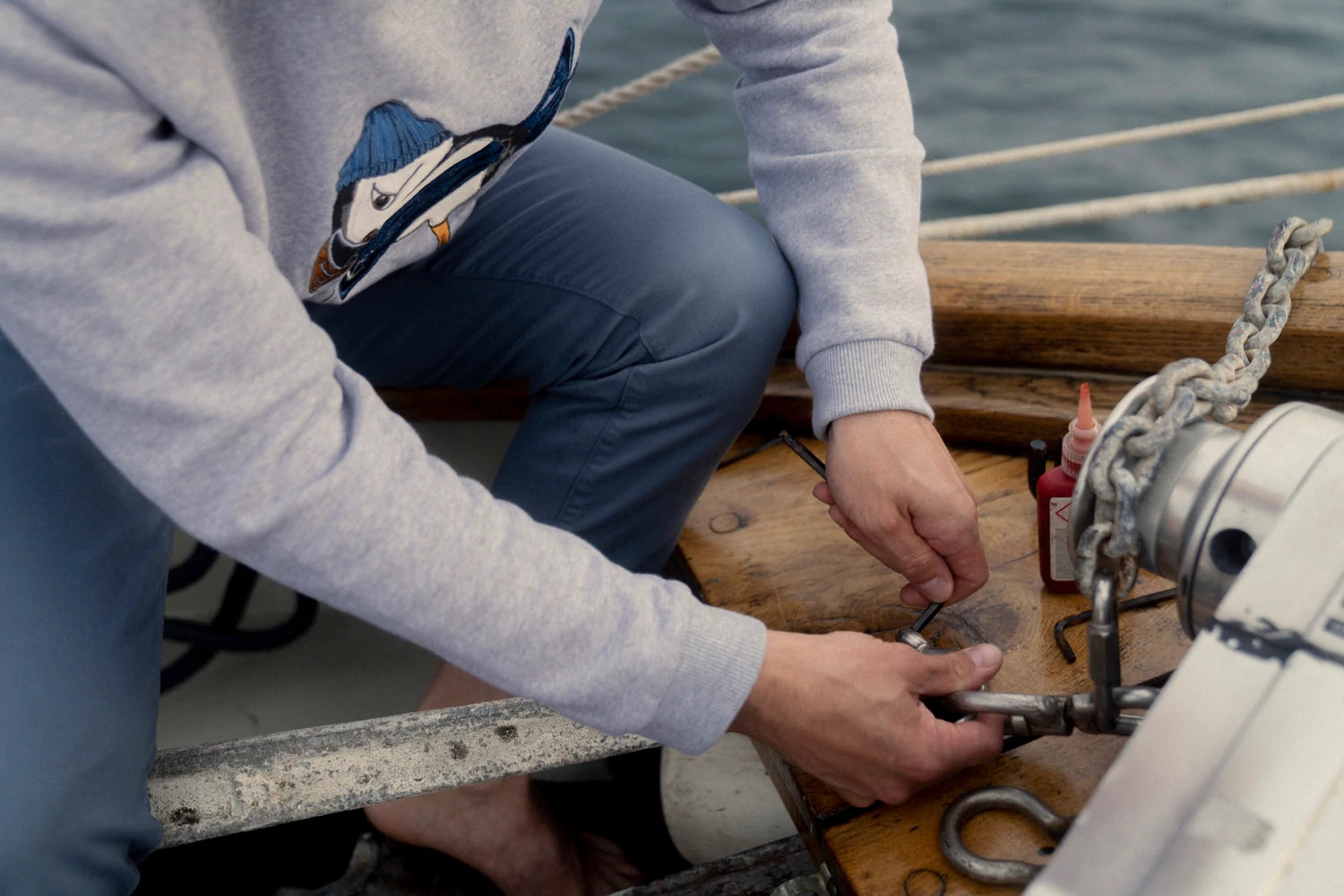 Lakor - surf's up sweat - light grey melange