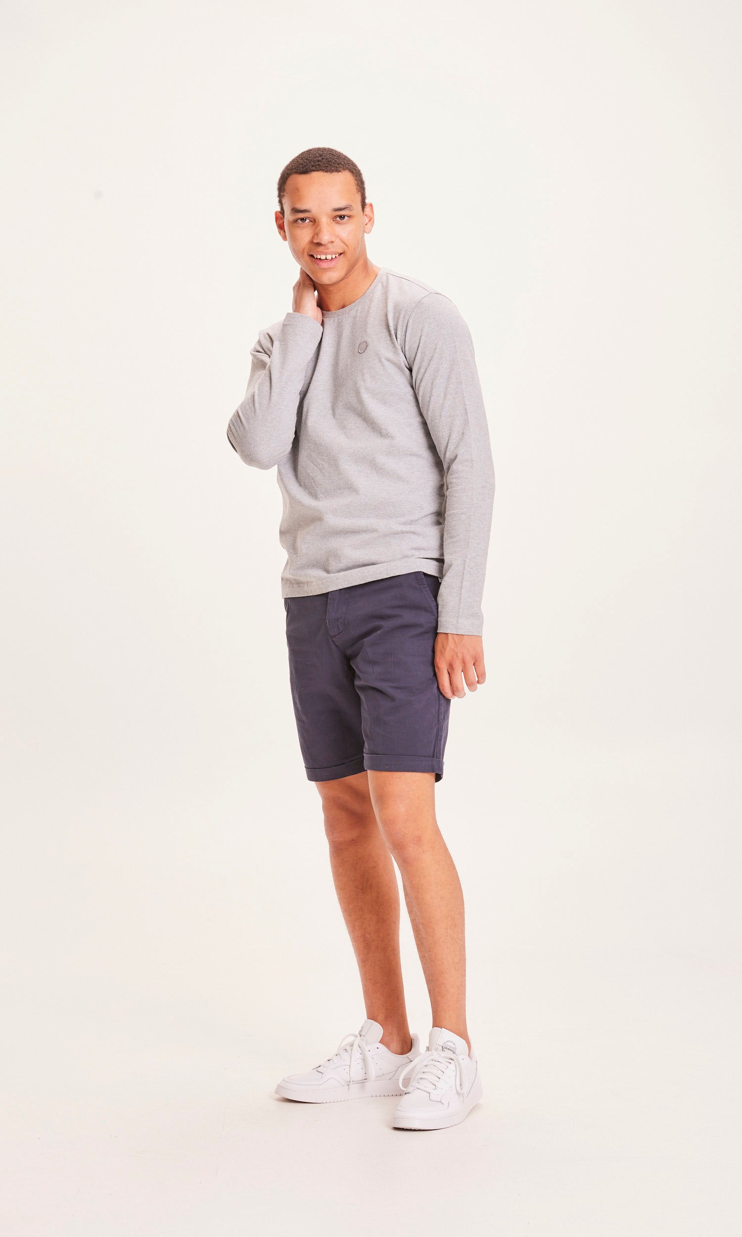 Regular chino poplin shorts - GOTS/Vegan Total Eclipse