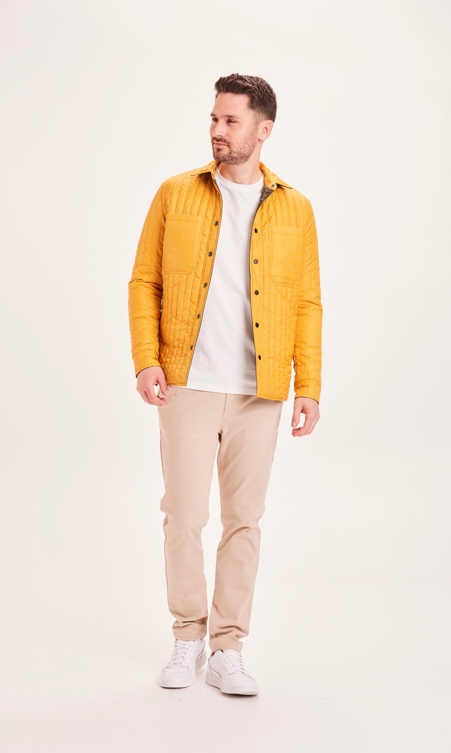 Knowledgecotton Appareal Quilted reversible rib stop overshirt - GRS/Vegan Forrest Night