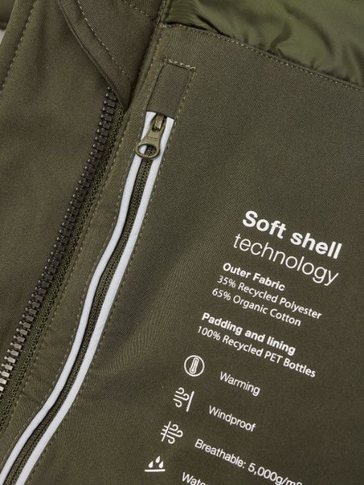 KnowledgeCotton Apparel - Long soft shell jacket CLIMATE SHELL™ - GRS/Vegan