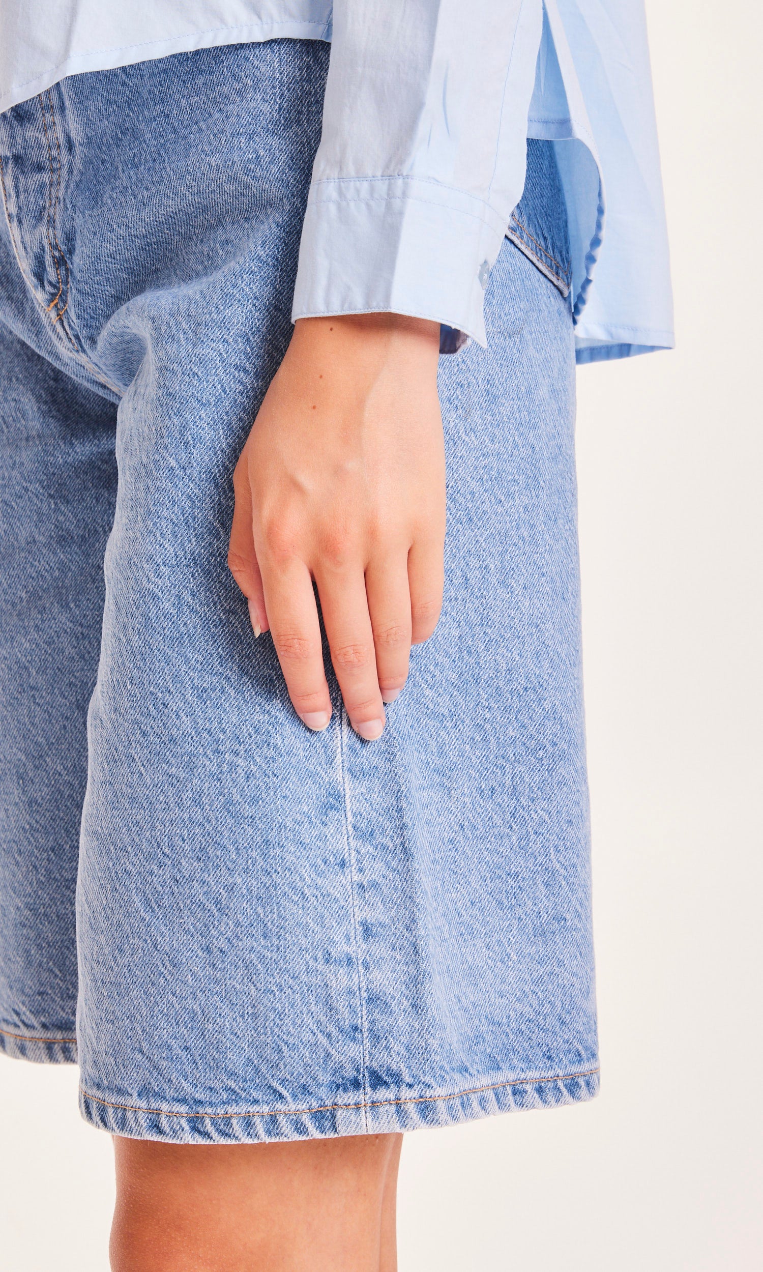 KnowledgeCotton Apparel REBORN™ ALLY high waist bermuda denim shorts - GRS/Vegan