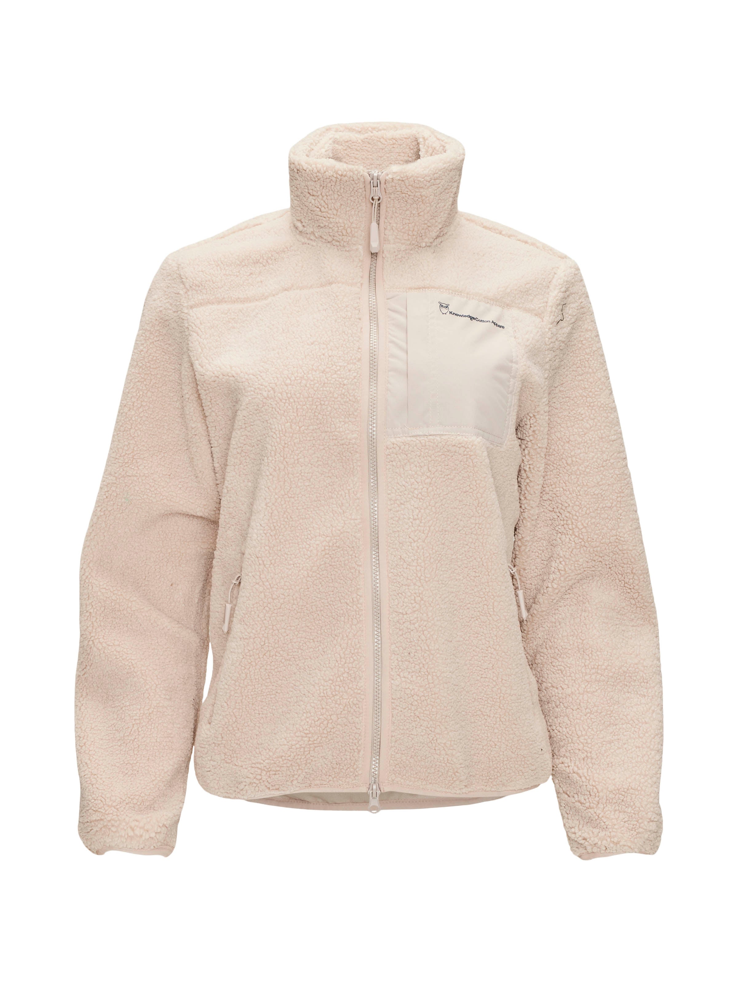 KnowledgeCotton Apparel BETONY Teddy High Neck Zip Jacket - GRS/Vegan