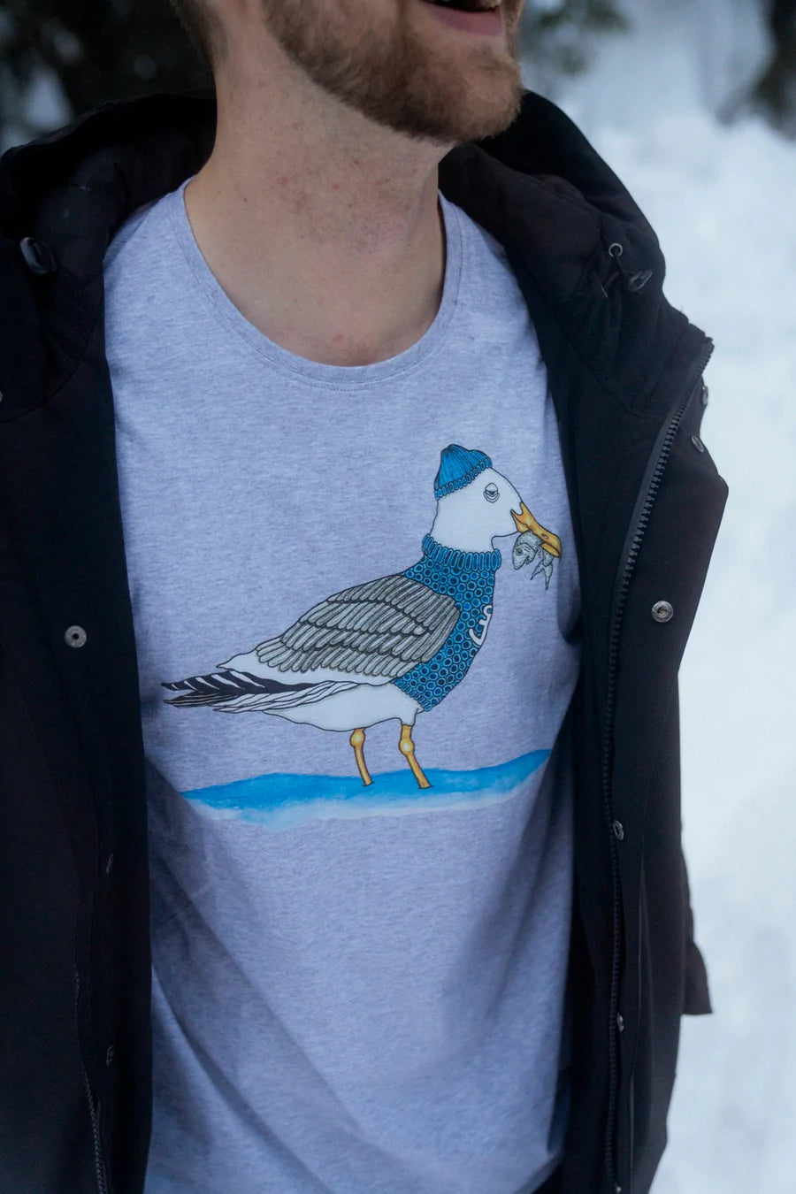 Lakor - Fishing Seagull - Ligth Grey Melange T-shirt