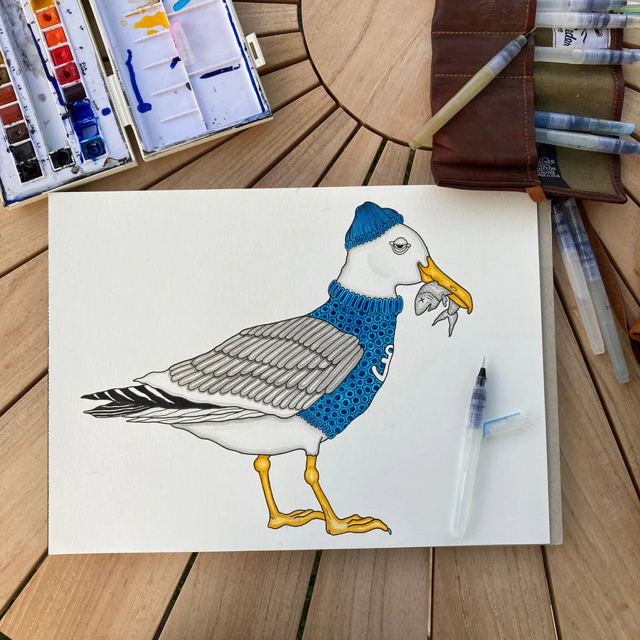 Lakor - Fishing Seagull - Ligth Grey Melange T-shirt