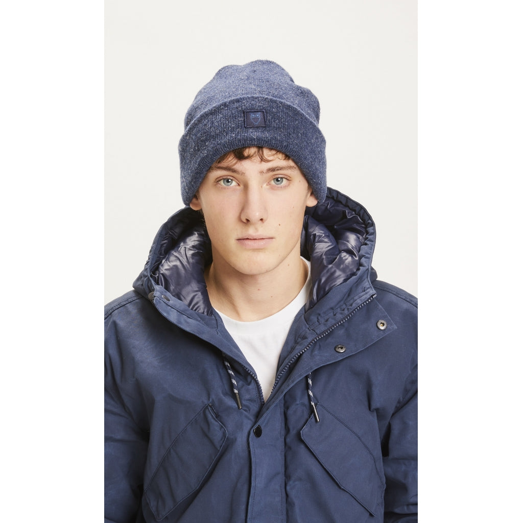 KnowledgeCotton Apparel LEAF organic wool beanie Dark Denim