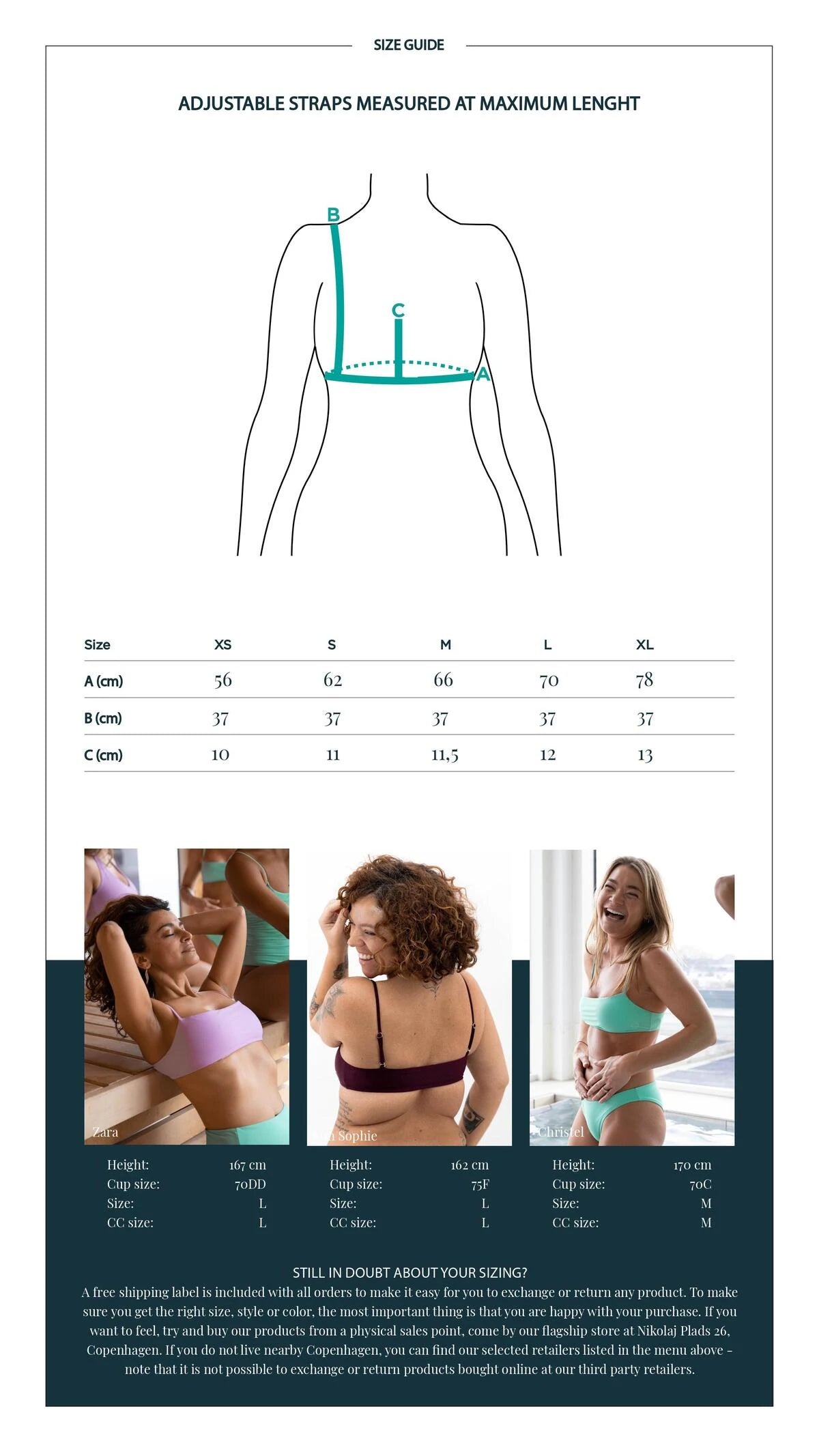 Copenhagen Cartel - Sanur justerbare stropper bikini top bandeau - Nero